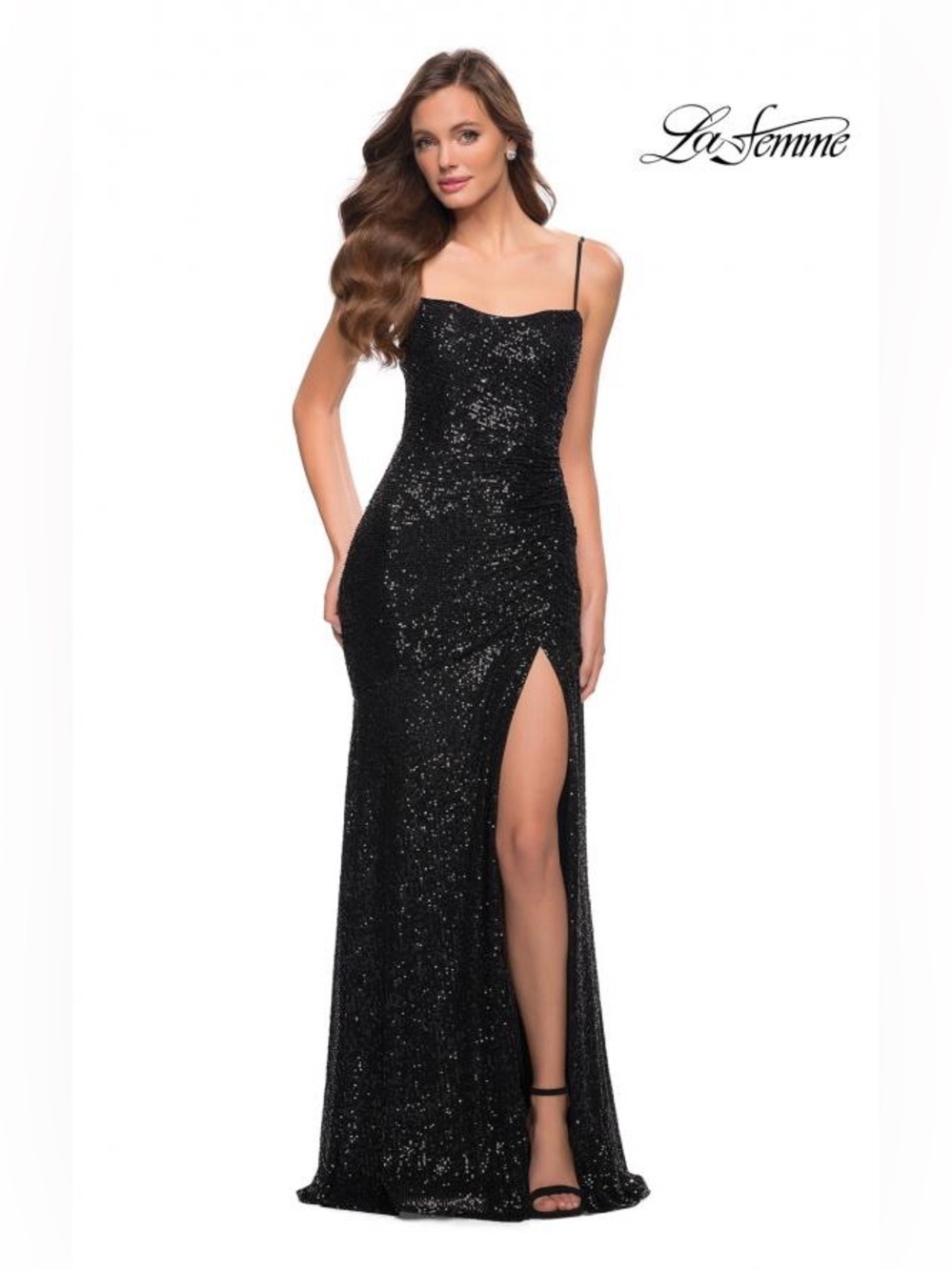 La Femme Sequin Maxi Gown